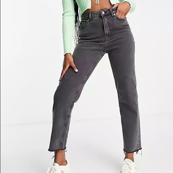 ASOS New Look Straight Leg Cropped Jeans in Grey/Black Size 8 - Picture 1 of 7